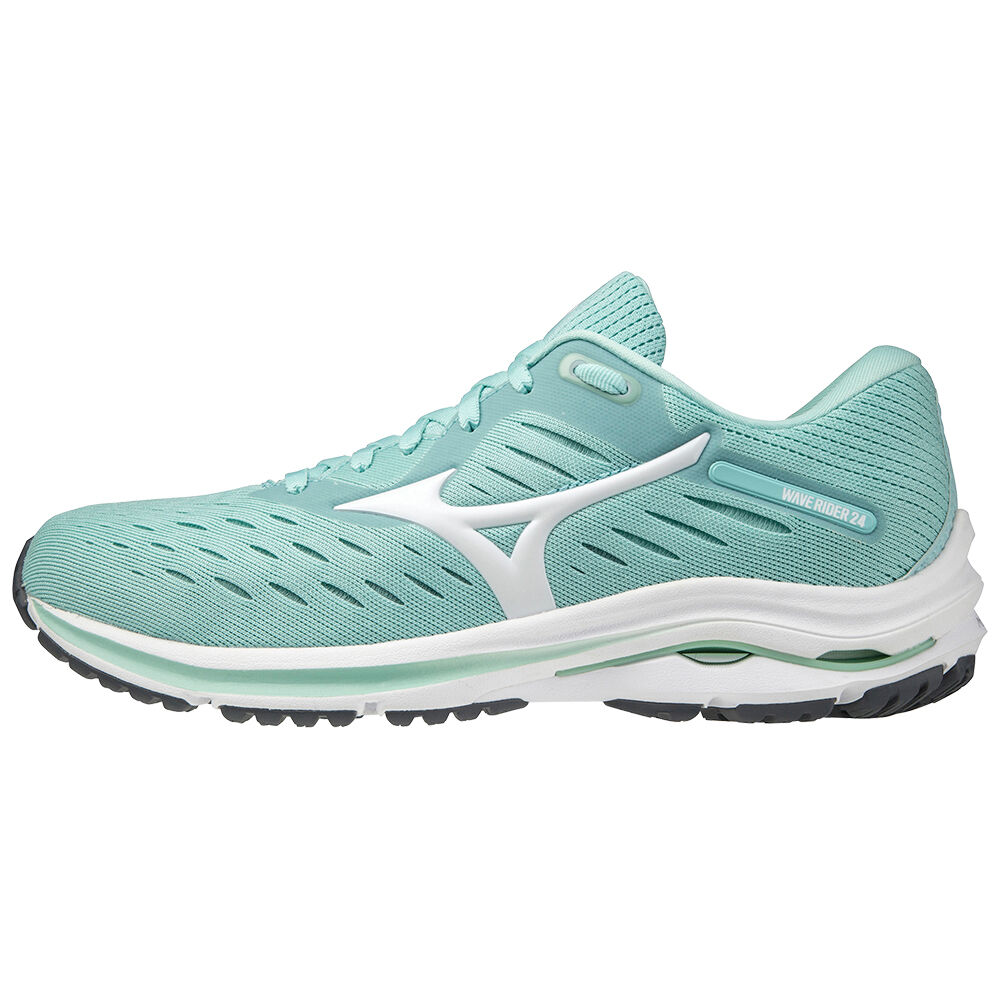 Zapatillas Running Mizuno Wave Rider 24 Mujer Turquesa/Blancas Baratas XOUY-92480